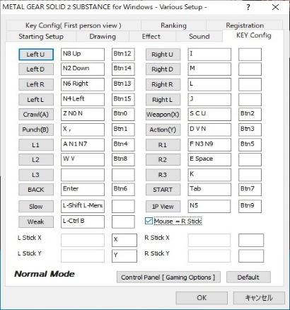 METAL GEAR SOLID 2 SUBSTANCE - controls charts – GOG SUPPORT CENTER