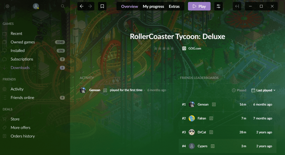 rollercoaster tycoon deluxe steam window problem